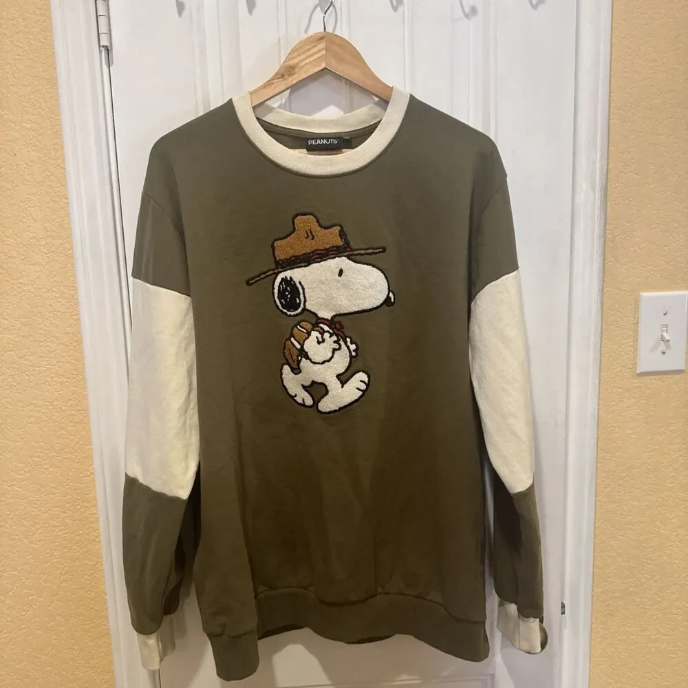 Peanuts  Crewneck Sweatshirt Pullover Sage Green Men’s XL